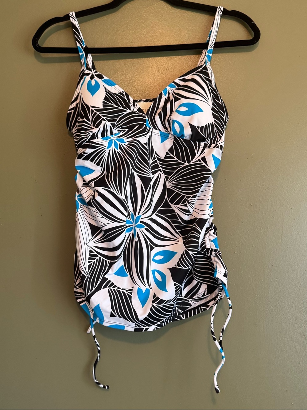 Sonoma Black, White & Blue Floral Tankini